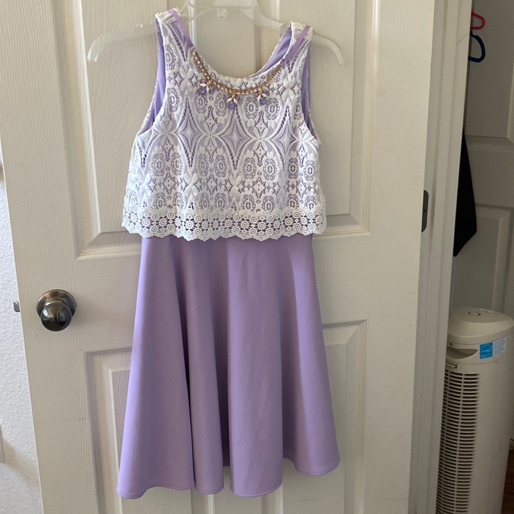 Lavender Dress with Lace Top connected